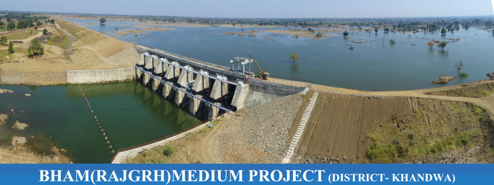 Bham medium irrigation project — aerial view of dam and spillway